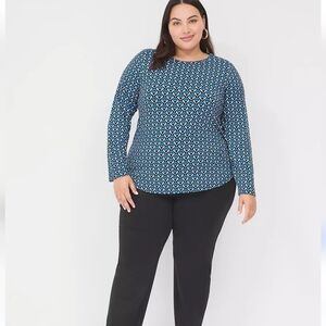 Lane Bryant Pullover Long Sleeve Tunic Blouse Stretchy Blue Size 18 /20